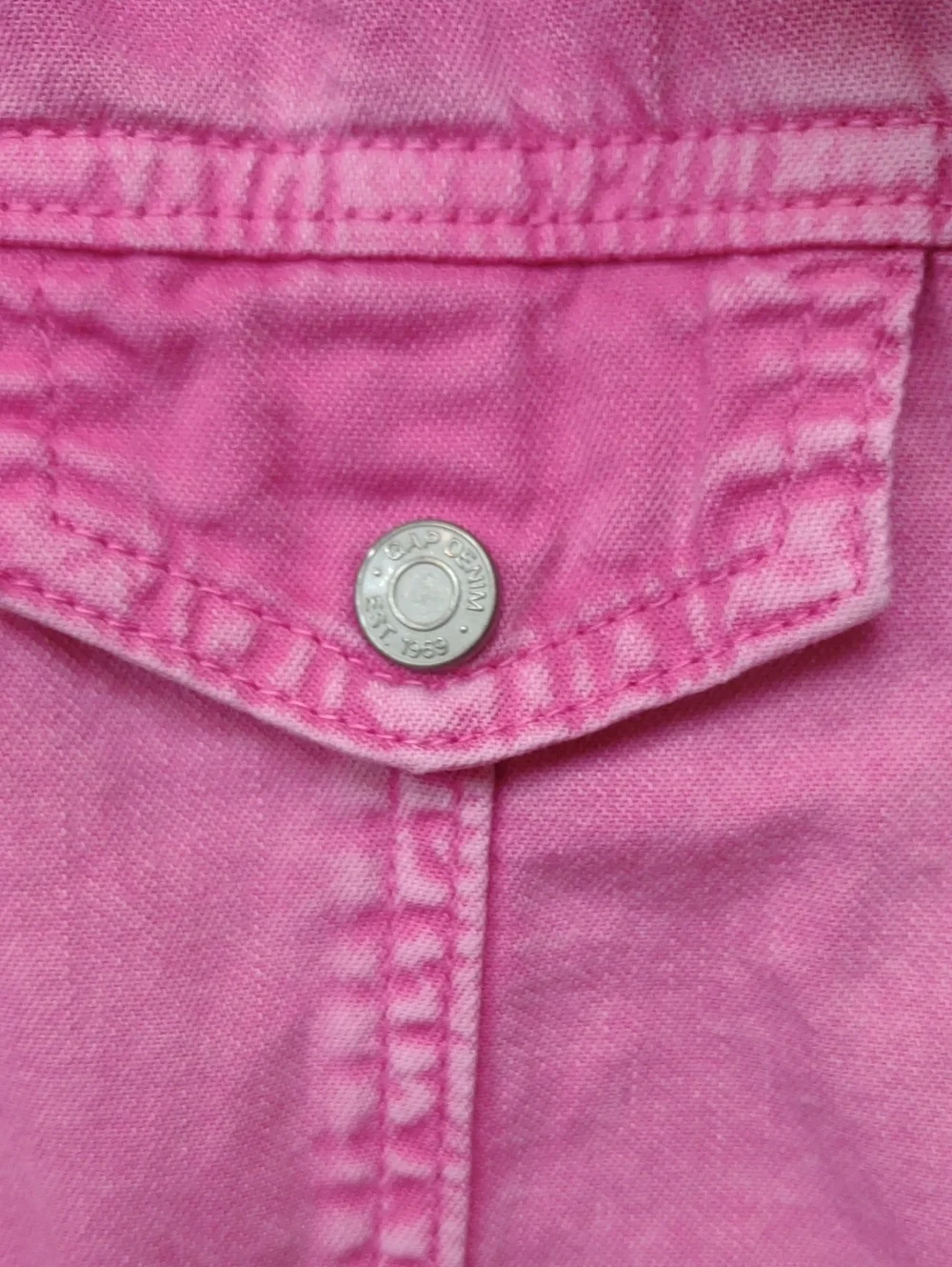 Gap Kids Phoebe Pink Washed Faded Denim Snap Front Sleeveless Dress
